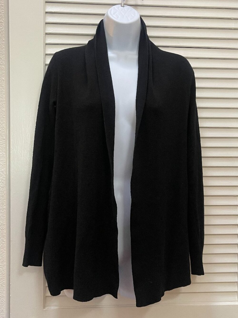 Theory Black Merino Wool Open Front Cardigan P/TP